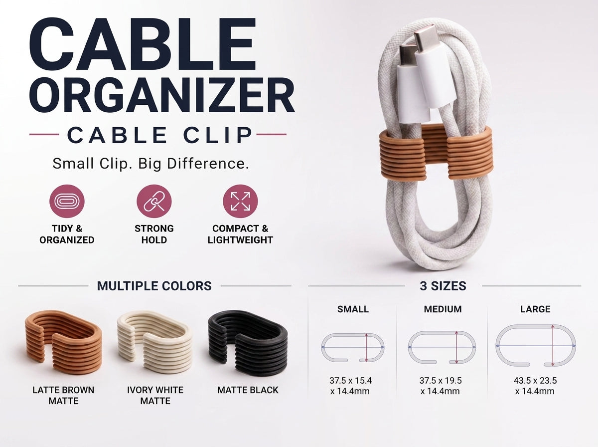 3-Pack 3D Printed Cable Organizers | Small, Medium, Large