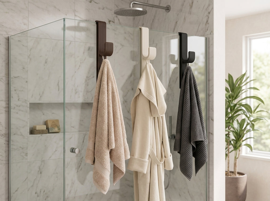 Over-the-Shower-Door Double Hook | No-Drill Towel  Robe Hanger