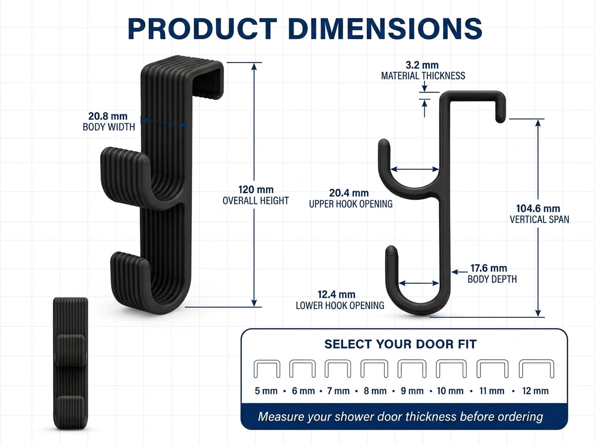 Over-the-Shower-Door Double Hook | No-Drill Towel  Robe Hanger